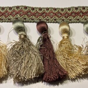 Tassel trim sage green cream brown crafts upholstery curtains pillows tie backs
